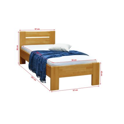 Krevet za jednu osobu AMBER 90x200 cm, svijetli orah