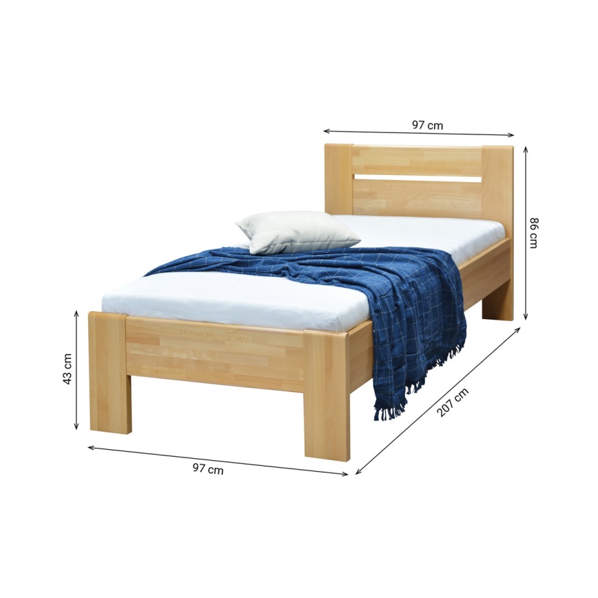 Krevet za jednu osobu od masiva AMBER 90x200 cm bukva