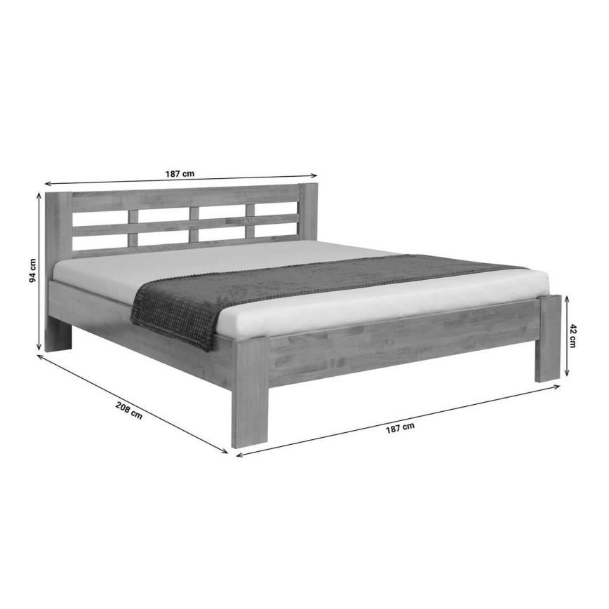 Kreveta od masivnog drva ANGELA 180x200 cm svijetli orah