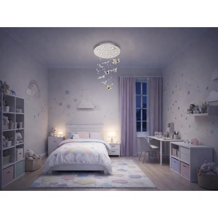 LED kristalna stropna svjetiljka MURU LED/24W/230V Ø 40 cm sjajni krom + s daljinskim upravljačem