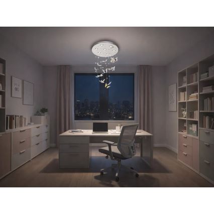 LED kristalna stropna svjetiljka MURU LED/24W/230V Ø 40 cm sjajni krom + s daljinskim upravljačem