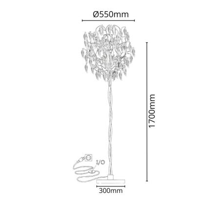 Kristalna podna lampa 5xG9/40W/230V crna