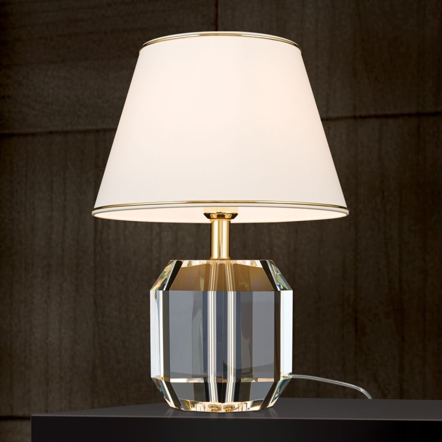 Kristalna stolna lampa ALEXIS 1xE27/60W/230V krem/zlatna/prozirna