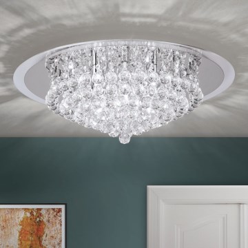 Kristalna stropna svjetiljka GLORIA 9xG9/40W/230V pr. 62 cm prozirna/sjajni krom
