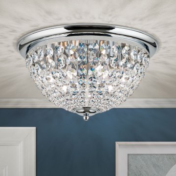 Kristalna stropna svjetiljka PLAFOND 6xE27/40W/230V pr. 47 cm sjajni krom