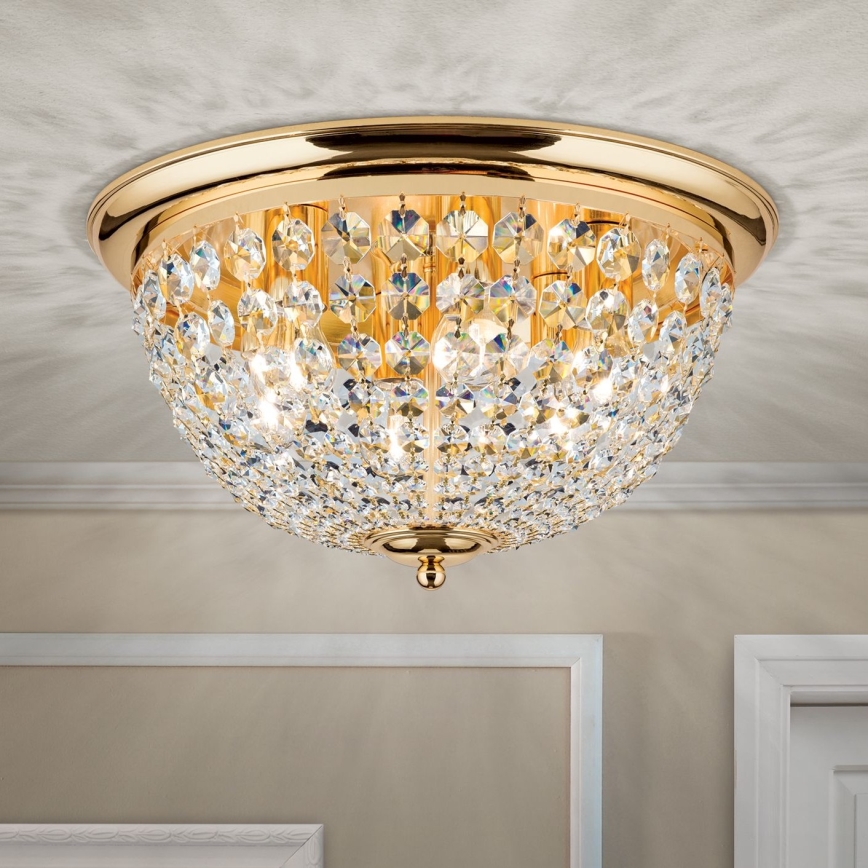 Kristalna stropna svjetiljka PLAFOND 6xE27/40W/230V pr. 47 cm zlatna