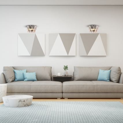 Kristalna zidna svjetiljka CHELSEA 2xE14/40W/230V sjajni krom