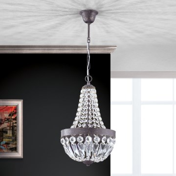 Kristalni luster na lancu ARILA 1xE27/60W/230V pr. 25,5 cm smeđa/patina