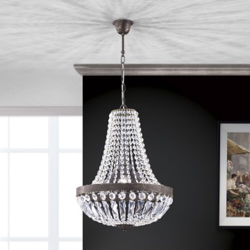 Kristalni luster na lancu ARILA 3xE27/60W/230V pr. 40 cm smeđa/patina