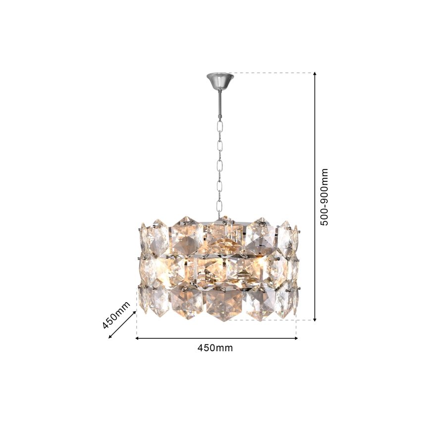 Kristalni luster na lancu AUSTIN 6xE14/40W/230V