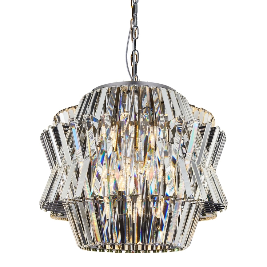 Kristalni luster na lancu CROWN 12xE14/40W/230V sjajni krom