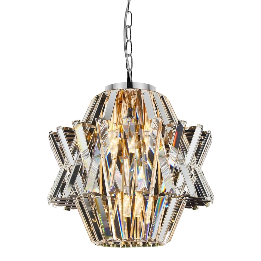 Kristalni luster na lancu CROWN 4xE14/40W/230V sjajni krom