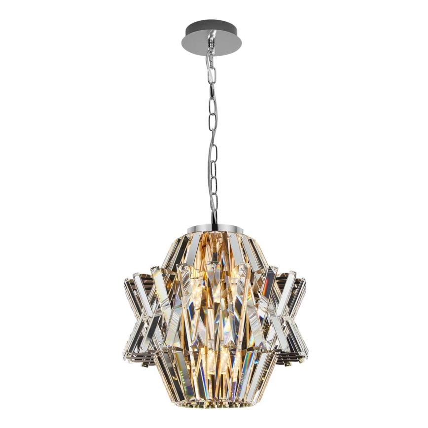 Kristalni luster na lancu CROWN 4xE14/40W/230V sjajni krom