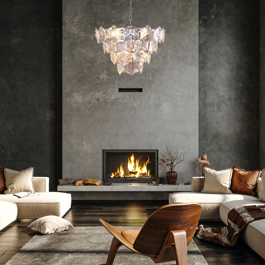 Kristalni luster na lancu DIANA 6xE14/40W/230V mat krom