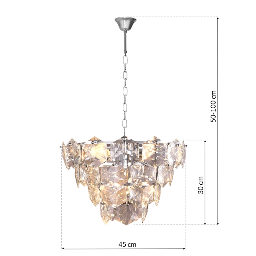 Kristalni luster na lancu DIANA 6xE14/40W/230V mat krom