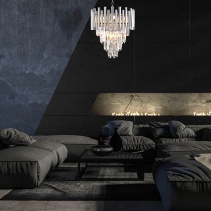 Kristalni luster na lancu MADISON 9xE14/40W/230V sjajni krom