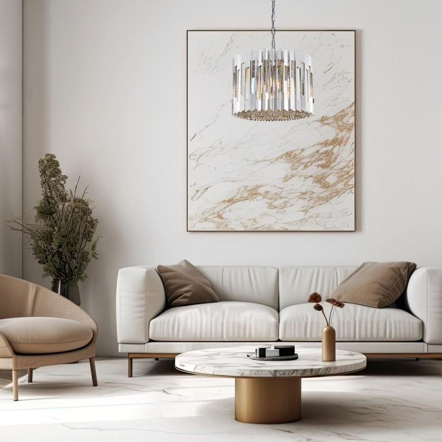 Kristalni luster na lancu RITZ 7xE14/40W/230V sjajni krom