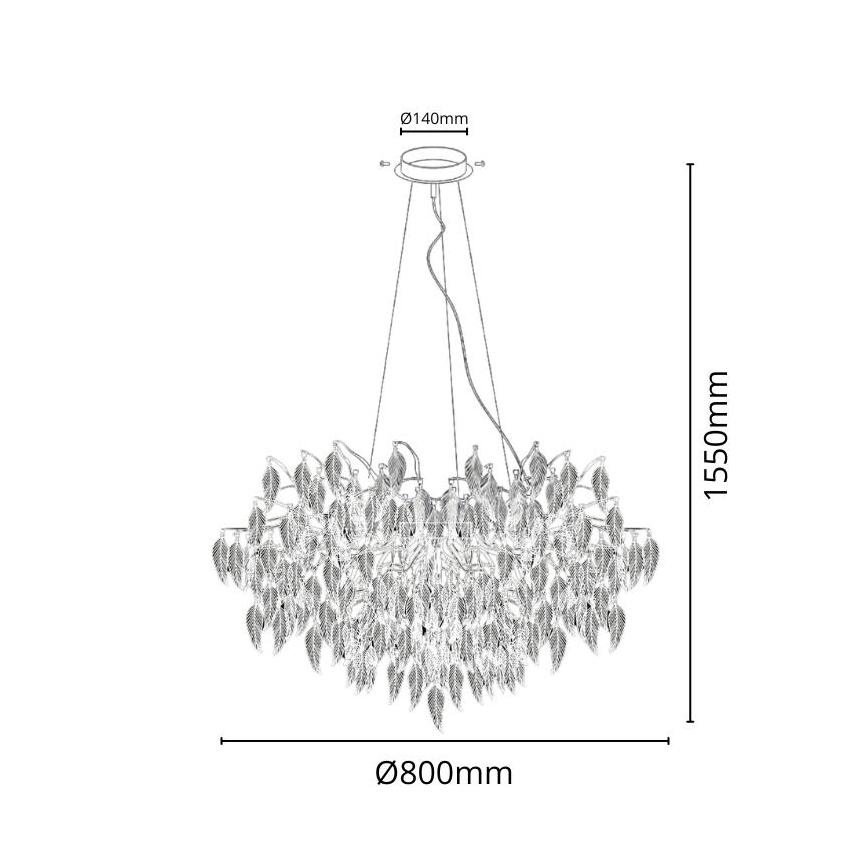 Kristalni luster na sajli 12xG9/40W/230V crna