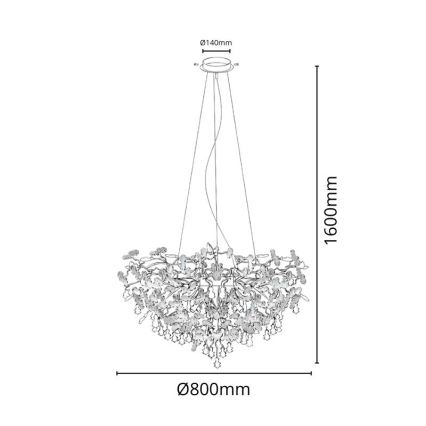 Kristalni luster na sajli 13xG9/40W/230V sjajni krom