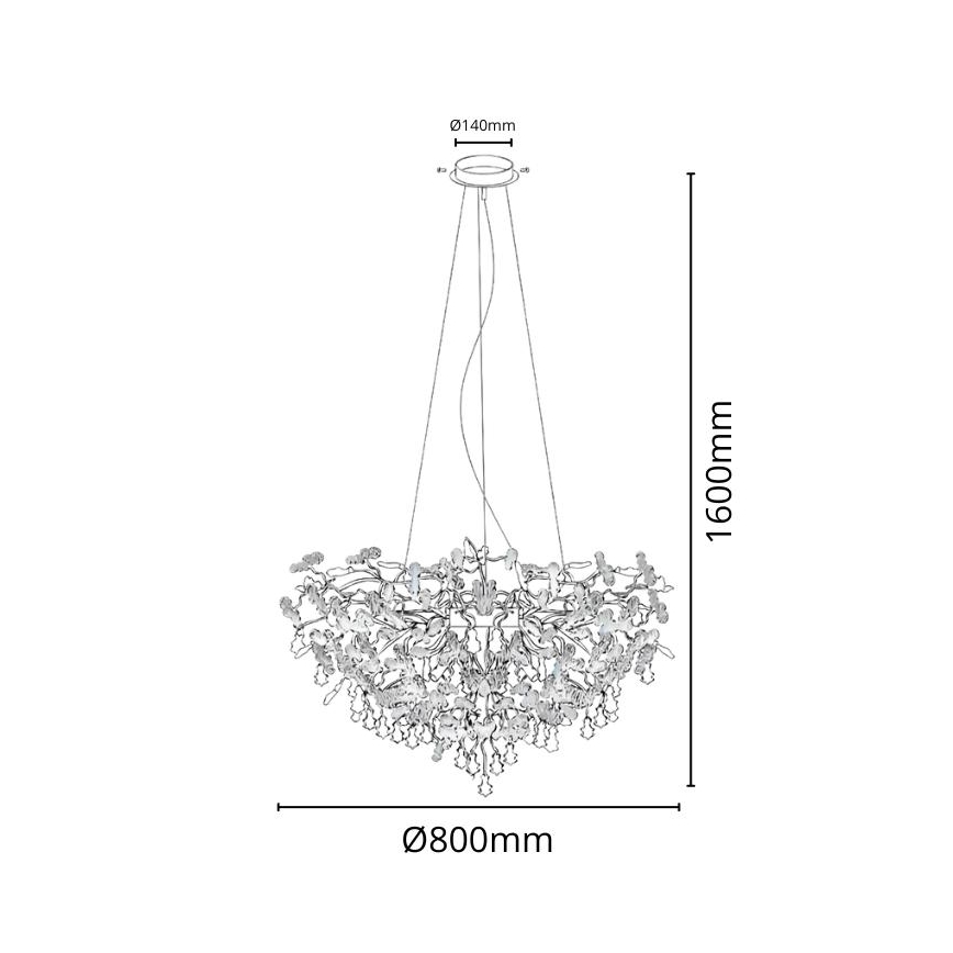 Kristalni luster na sajli 13xG9/40W/230V sjajni krom