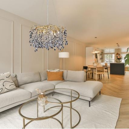 Kristalni luster na sajli 9xG9/40W/230V zlatna