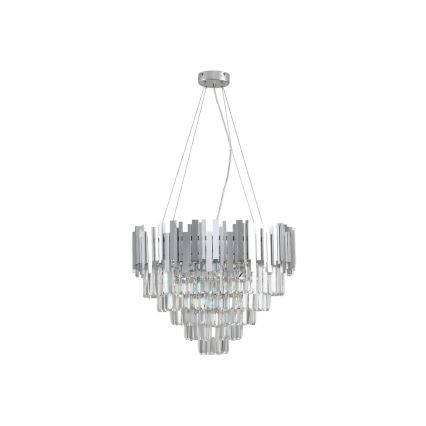 Kristalni luster na sajli PLAZA 9xE14/40W/230V promjer 60 cm srebrni