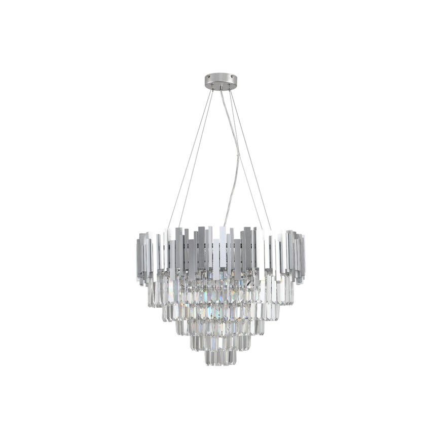 Kristalni luster na sajli PLAZA 9xE14/40W/230V promjer 60 cm srebrni