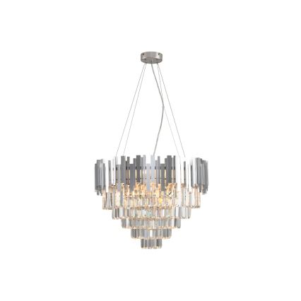 Kristalni luster na sajli PLAZA 9xE14/40W/230V promjer 60 cm srebrni
