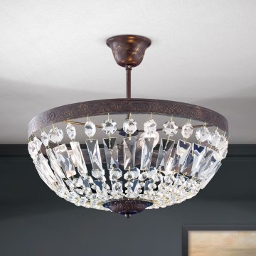 Kristalni viseći luster ARILA 3xE14/40W/230V pr. 40 cm smeđa/patina