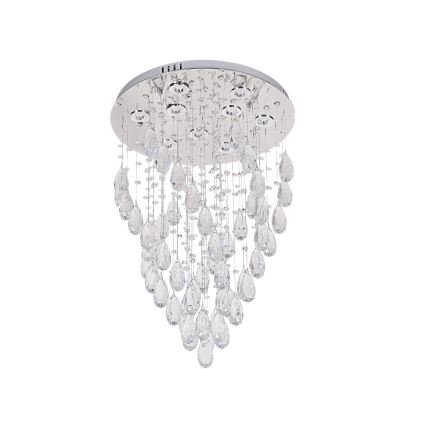 LED kristalna stropna svjetiljka MAJURO LED/30W/230V Ø 45 cm sjajni krom + daljinski upravljač