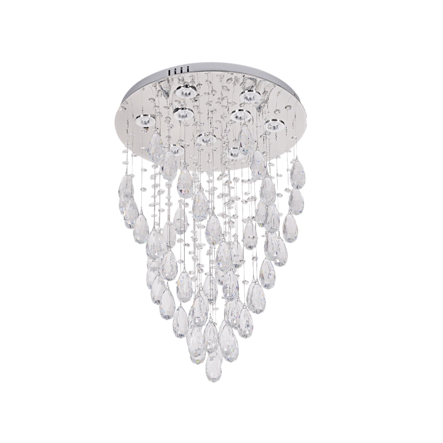 LED kristalna stropna svjetiljka MAJURO LED/30W/230V Ø 45 cm sjajni krom + daljinski upravljač
