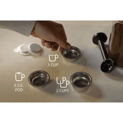 Krups - Aparat za kavu s polugom za dvije šalice AUTHENTIC 1450W/230V siva