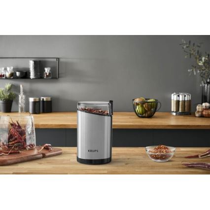Krups - Električni mlinac za kavu 85g FAST-TOUCH 200W/230V mat krom