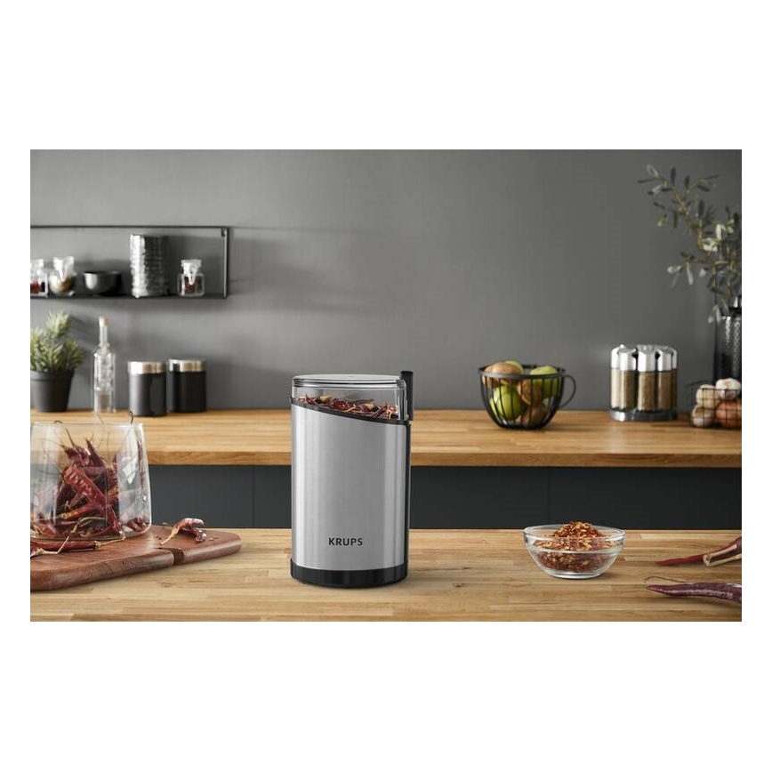 Krups - Električni mlinac za kavu 85g FAST-TOUCH 200W/230V mat krom