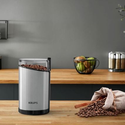 Krups - Električni mlinac za kavu 85g FAST-TOUCH 200W/230V mat krom