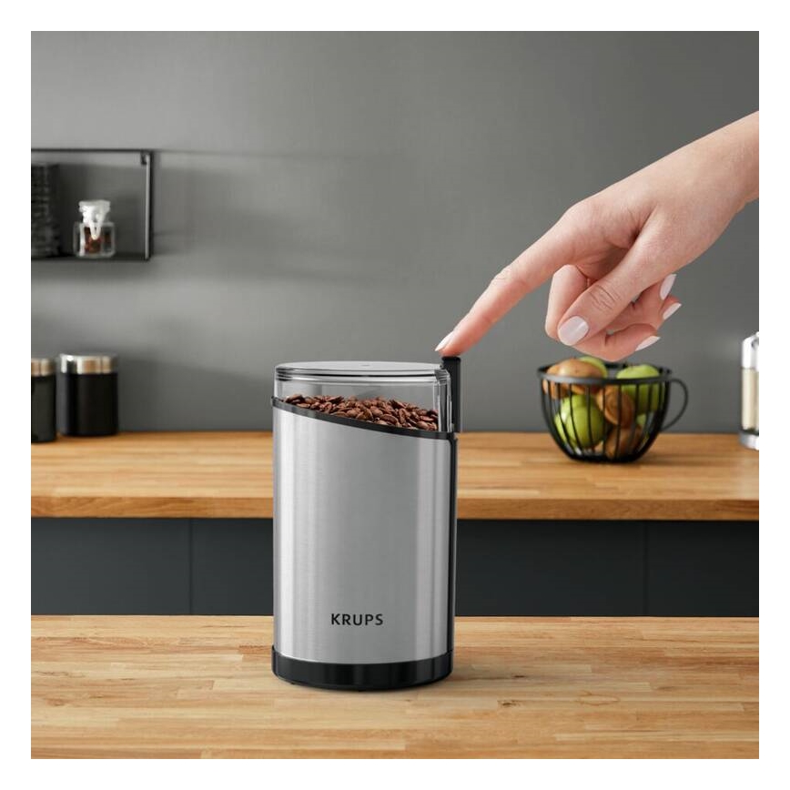 Krups - Električni mlinac za kavu 85g FAST-TOUCH 200W/230V mat krom