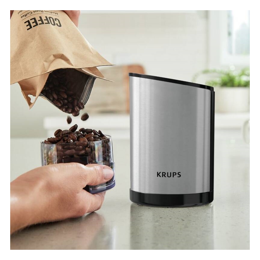 Krups - Električni mlinac za kavu 85g FAST-TOUCH 200W/230V mat krom