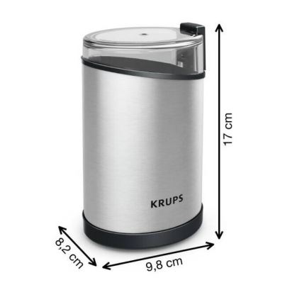 Krups - Električni mlinac za kavu 85g FAST-TOUCH 200W/230V mat krom