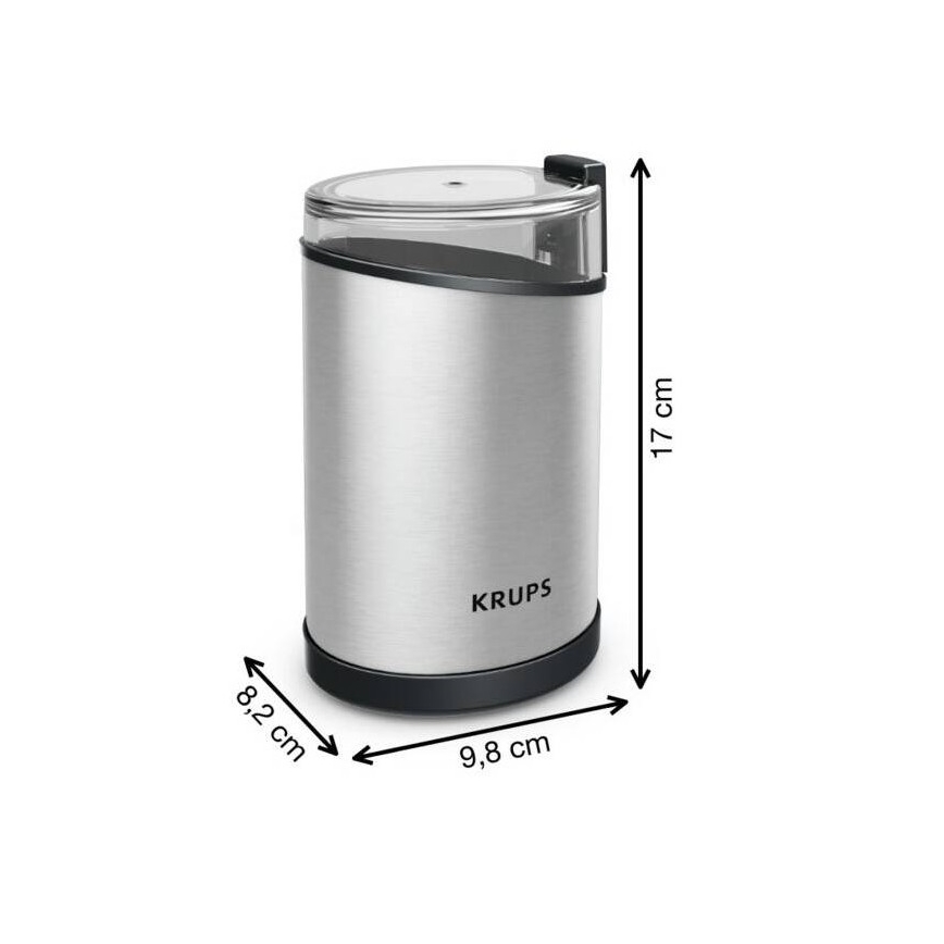 Krups - Električni mlinac za kavu 85g FAST-TOUCH 200W/230V mat krom