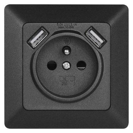 Kućna utičnica s USB 250V/16A antracit
