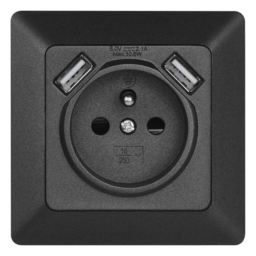 Kućna utičnica s USB 250V/16A antracit