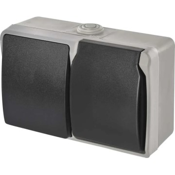 Kućni prekidač naizmjenični br. 6 s utičnicom 250V/16A IP44 siva