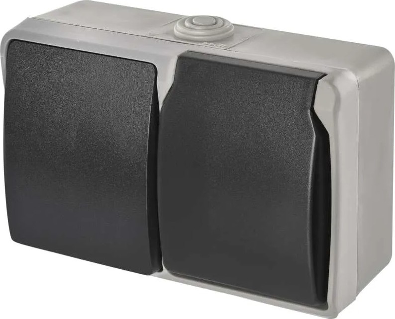 Kućni prekidač naizmjenični br. 6 s utičnicom 250V/16A IP44 siva