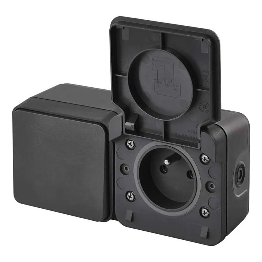 Kućni prekidač naizmjenični s utičnicom 250V/16A IP55