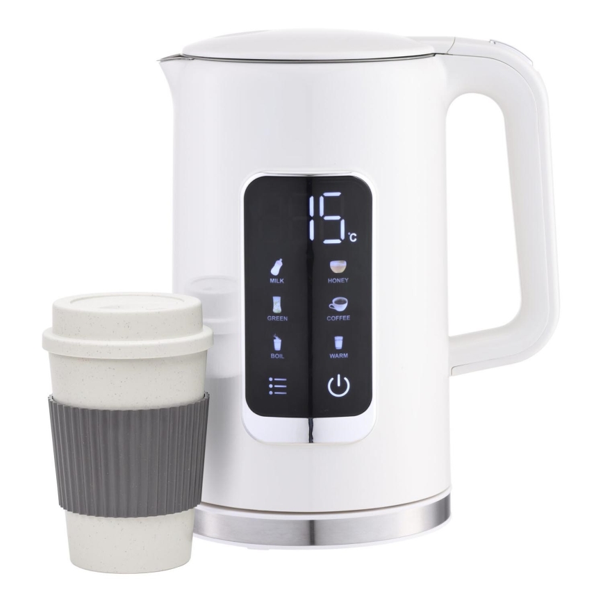 Kuhalo za vodu s LCD zaslonom 1,7 l 2200W/230V bijela + putna šalica 450 ml