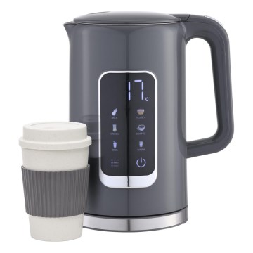 Kuhalo za vodu s LCD zaslonom 1,7 l 2200W/230V siva + putna šalica 450 ml