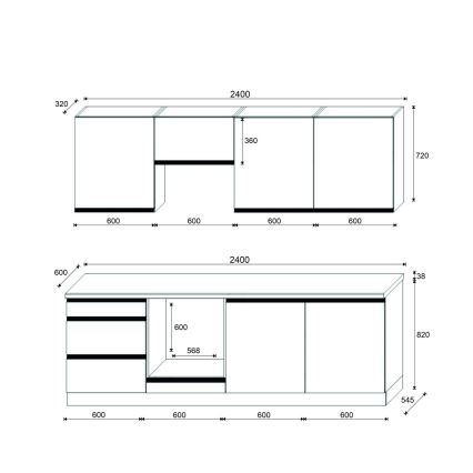 Kuhinjska garnitura MARINA 240 cm hrast Craft