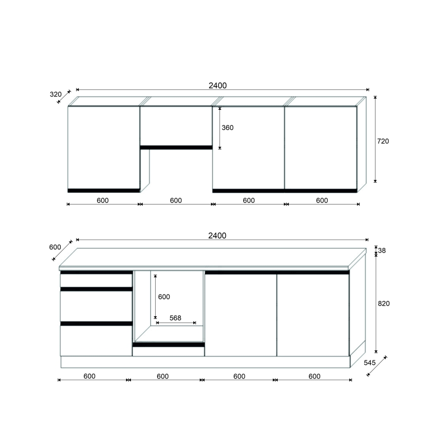 Kuhinjska garnitura MARINA 240 cm hrast Craft