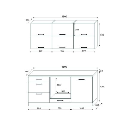 Kuhinjski blok ELISE 180 cm grafit