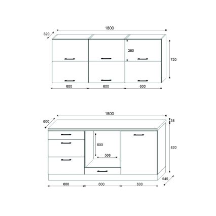 Kuhinjski blok ELISE 180 cm grafit